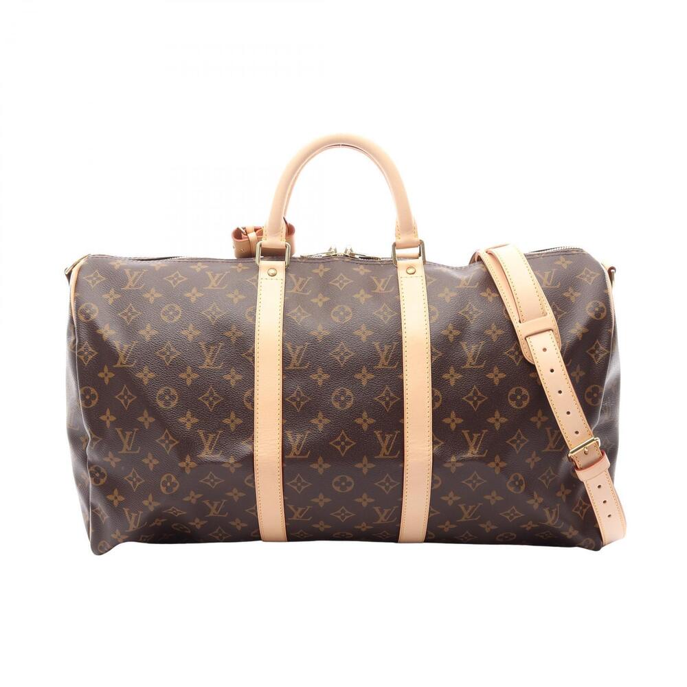 Louis Vuitton Keepall Bandouliere Canvas Leather Monogram Travel Bag Brown